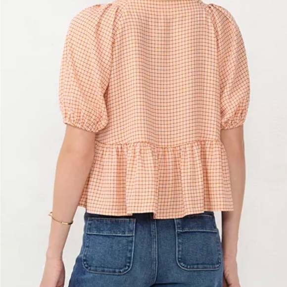SOLD LAUREN Conrad peplum top Woman’s size XXL 
short sleeve neck Gingham che… - Picture 15 of 16